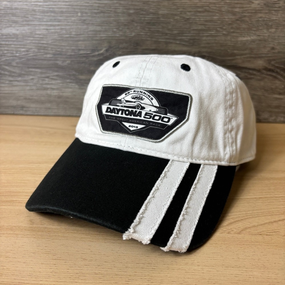 Nascar Hat Cap Strap Back White Black Daytona 500 Racing Race Car Adjustable